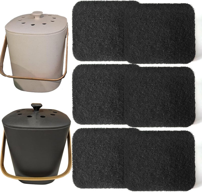 PurifyLogix Compost Bin Odor Filters Replacement Oval Activated Carbon Filters for Bamboozle Compost Bin, Indoor Countertop Composter, Compatible with Bamboozle Indoor Kitchen Trash Can (6 Pack) - Image 1